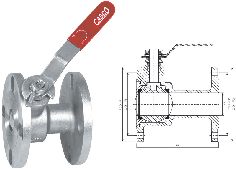 Flush Bottom Ball Valve Flange End 150 #